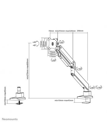 Neomounts NM-D775WHITEPLUS sistem montare monitor stand 124,5 cm (49") Alb Birou