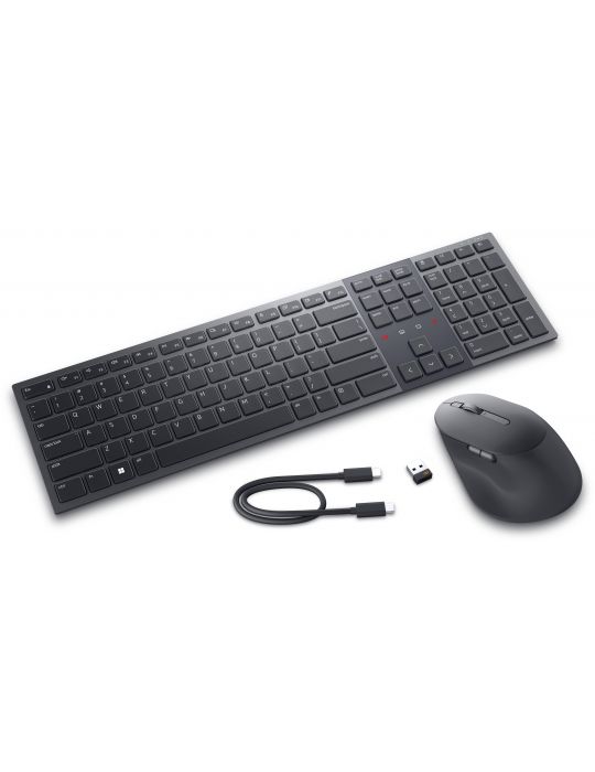 DELL KM900 tastaturi Mouse inclus RF Wireless + Bluetooth AZERTY Franţuzesc Grafit