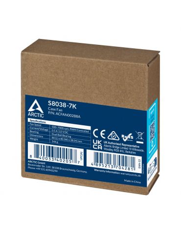ARCTIC S8038-7K Procesor Distracţie 8 cm Negru 1 buc.