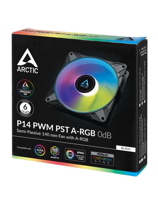ARCTIC P14 PWM PST A-RGB 0dB Carcasă calculator Distracţie 14 cm Negru 1 buc.