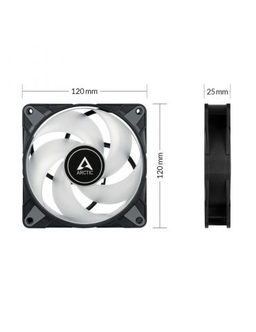 ARCTIC P12 PWM PST A-RGB 0dB Carcasă calculator Distracţie 12 cm Negru, Alb 1 buc.