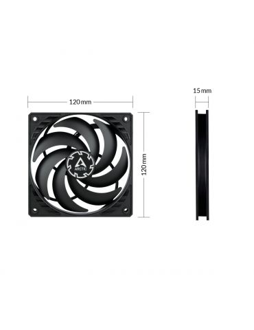 ARCTIC P12 Slim PWM PST Carcasă calculator Distracţie 12 cm Negru 1 buc.