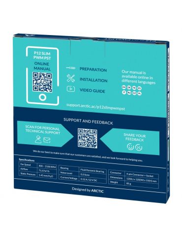 ARCTIC P12 Slim PWM PST Carcasă calculator Distracţie 12 cm Negru 1 buc.