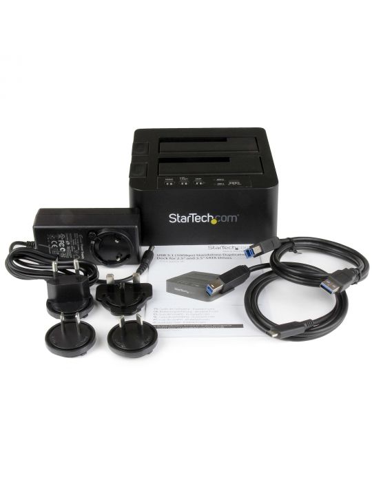 StarTech.com SDOCK2U313R dispozitive de copiere a discurilor optice Dispozitiv de copiere HDD 2 copii Negru