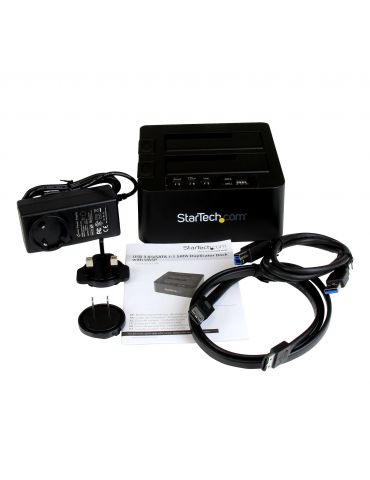 StarTech.com SDOCK2U33RE dispozitive de copiere a discurilor optice Dispozitiv de copiere HDD SSD 1 copii Negru