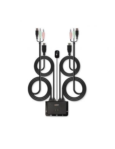 Lindy 42340 switch-uri pentru tastatură, mouse și monitor (KVM) Negru