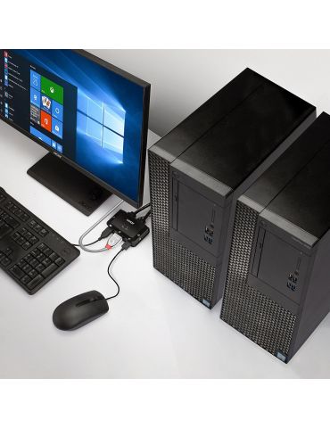 Lindy 42340 switch-uri pentru tastatură, mouse și monitor (KVM) Negru