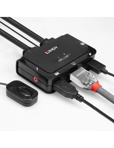 Lindy 42340 switch-uri pentru tastatură, mouse și monitor (KVM) Negru
