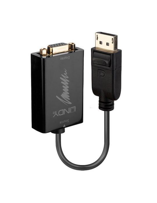 Lindy 41006 adaptor pentru cabluri video 0,15 m VGA (D-Sub) DisplayPort Negru