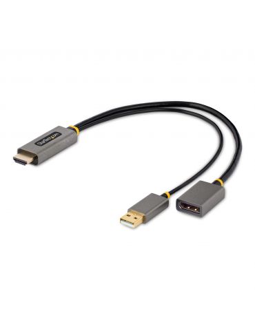 StarTech.com 128-HDMI-DISPLAYPORT adaptor pentru cabluri video 0,3 m HDMI Tip A (Standard) Negru, Gri - Tik.ro