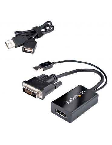 StarTech.com DVI2DP2 adaptor pentru cabluri video 0,254 m DVI-D DisplayPort Negru