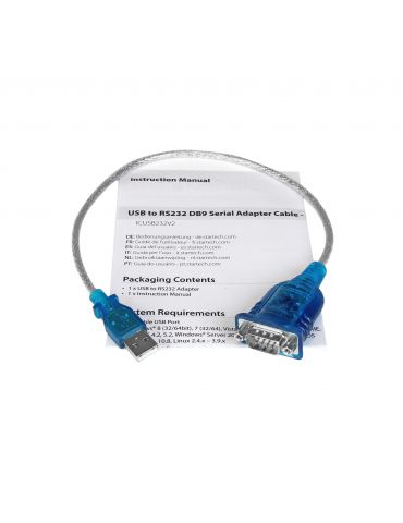 StarTech.com ICUSB232V2 cabluri seriale Gri 0,43 m USB 2.0 Type-A DB-9