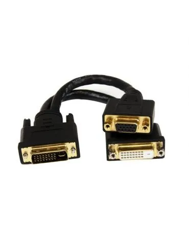 StarTech.com DVI92030202L adaptor pentru cabluri video 0,203 m DVI-I DVI-D + VGA (D-Sub) Negru