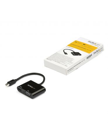 StarTech.com MDP2VGAHD20 adaptor pentru cabluri video Mini DisplayPort HDMI + VGA (D-Sub) Negru