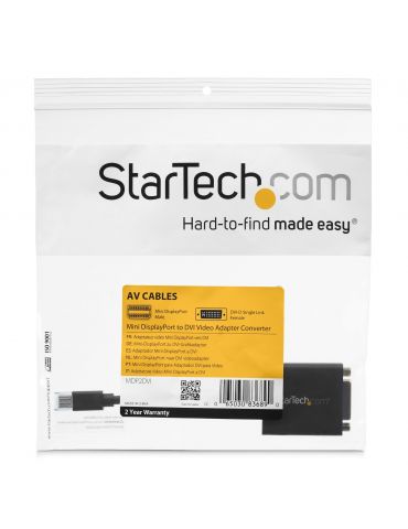 StarTech.com MDP2DVI adaptor pentru cabluri video 0,13 m Mini DisplayPort DVI-I Negru