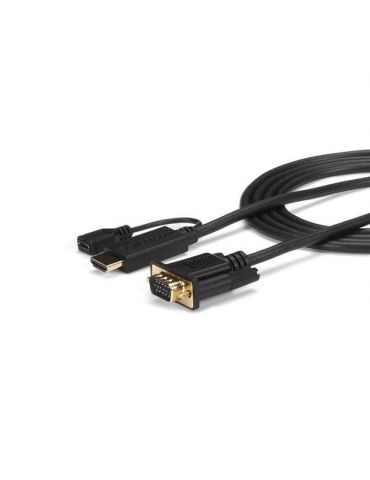 StarTech.com HD2VGAMM3 adaptor pentru cabluri video 0,9 m VGA (D-Sub) HDMI + Micro USB Negru