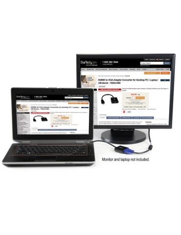 StarTech.com HD2VGAE2 adaptor pentru cabluri video Negru