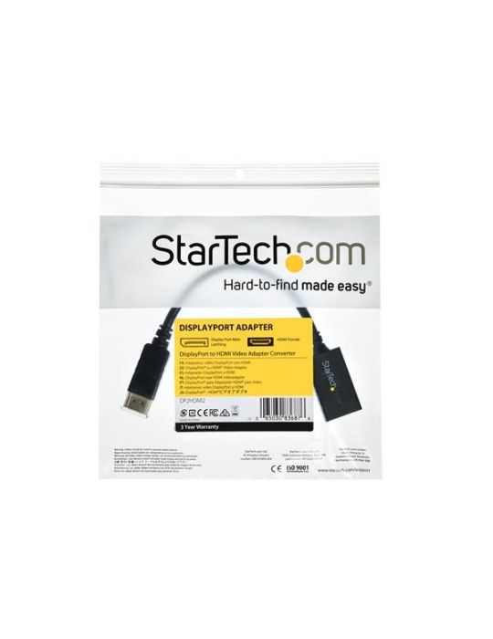 StarTech.com DP2HDMI2 adaptor pentru cabluri video 0,21 m DisplayPort HDMI Negru