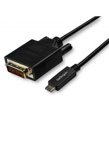 StarTech.com CDP2DVI3MBNL adaptor pentru cabluri video 3 m USB tip-C DVI-D Negru - Tik.ro