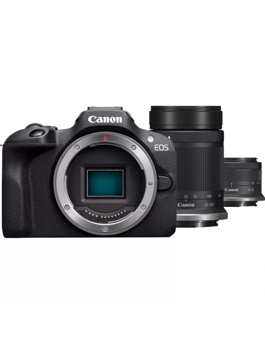 Canon EOS R100 + RF-S 18-45mm F4.5-6.3 IS STM + RF-S 55-200mm F5-7.1 IS STM Kit MILC 24,1 MP CMOS 6000 x 4000 Pixel Negru