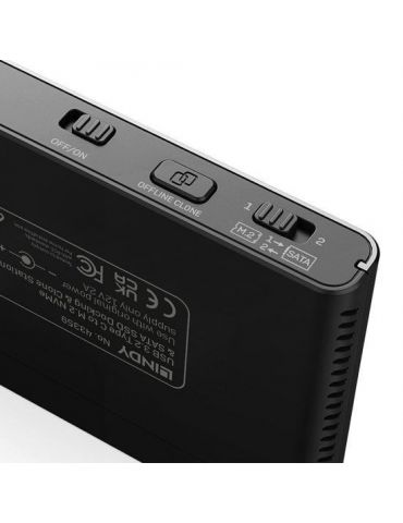 Lindy 43359 stație docking driver stocare USB 3.2 Gen 2 (3.1 Gen 2) Type-C Negru