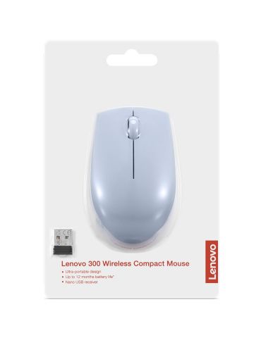 Lenovo 300 Wireless Compact Maus Kabellos Optisch Blau 3 Tasten 1000 dpi mouse-uri Ambidextru RF fără fir Optice