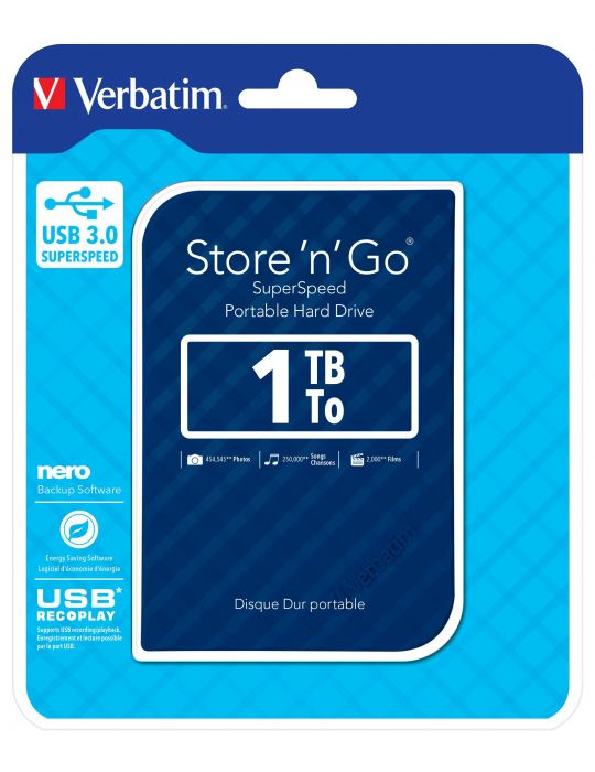 Verbatim Store 'n' Go hard-disk-uri externe 1 TB Albastru