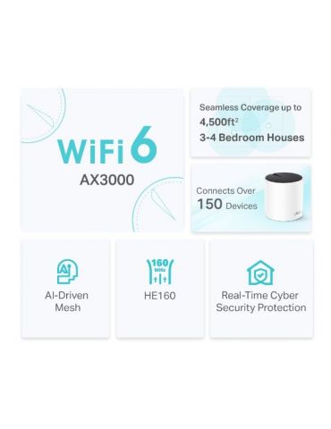 TP-Link AX3000 Bandă dublă (2.4 GHz  5 GHz) Wi-Fi 6 (802.11ax) Alb 3 Intern