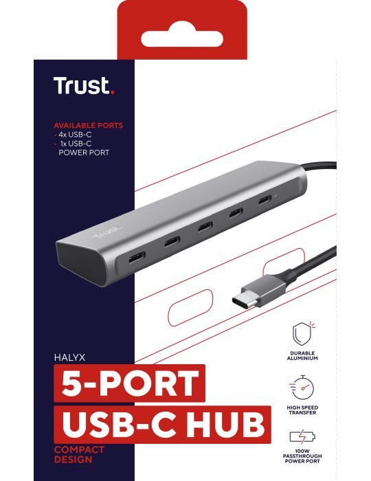 Trust Halyx USB 3.2 Gen 1 (3.1 Gen 1) Type-C Argint