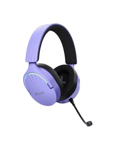 Trust GXT 491P FAYZO Căști Prin cablu & Wireless Bandă de fixare pe cap Gaming USB Tip-A Bluetooth Negru, Purpuriu