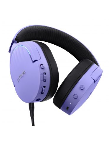 Trust GXT 491P FAYZO Căști Prin cablu & Wireless Bandă de fixare pe cap Gaming USB Tip-A Bluetooth Negru, Purpuriu