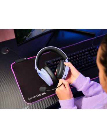 Trust GXT 491P FAYZO Căști Prin cablu & Wireless Bandă de fixare pe cap Gaming USB Tip-A Bluetooth Negru, Purpuriu