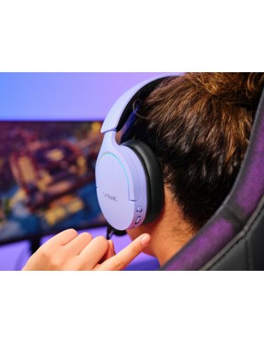 Trust GXT 491P FAYZO Căști Prin cablu & Wireless Bandă de fixare pe cap Gaming USB Tip-A Bluetooth Negru, Purpuriu
