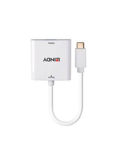 Lindy 43355 adaptor pentru cabluri video USB tip-C VGA (D-Sub) Alb