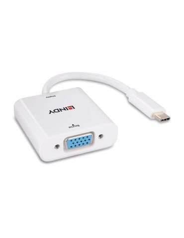 Lindy 43355 adaptor pentru cabluri video USB tip-C VGA (D-Sub) Alb
