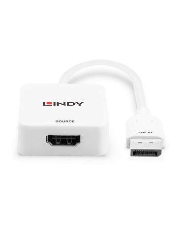 Lindy 38303 adaptor pentru cabluri video 0,095 m HDMI Tip A (Standard) DisplayPort Alb