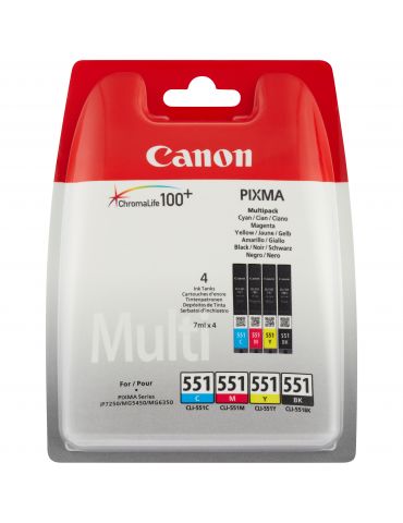 Canon CLI-551 cartușe cu cerneală 4 buc. Original Productivitate Standard Negru, Cyan, Magenta, Galben - Tik.ro