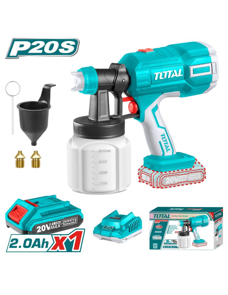 Total - pistol de vopsit - 20v li-ion (include acumulator si incarcator)