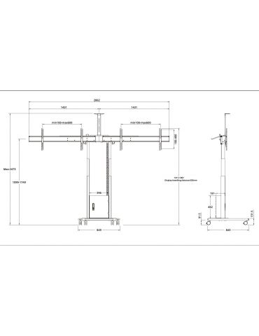Multibrackets 8557 sistem montare consolă media 165,1 cm (65") Negru