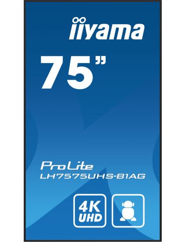iiyama ProLite Panou informare digital de perete 190,5 cm (75") LCD Wi-Fi 500 cd m² 4K Ultra HD Negru Procesor încorporat - Tik.ro