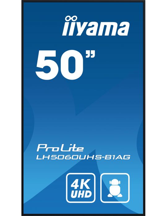 iiyama LH5060UHS-B1AG Afișaj Semne Placă-A digitală 125,7 cm (49.5") LED Wi-Fi 500 cd m² 4K Ultra HD Negru Procesor încorporat
