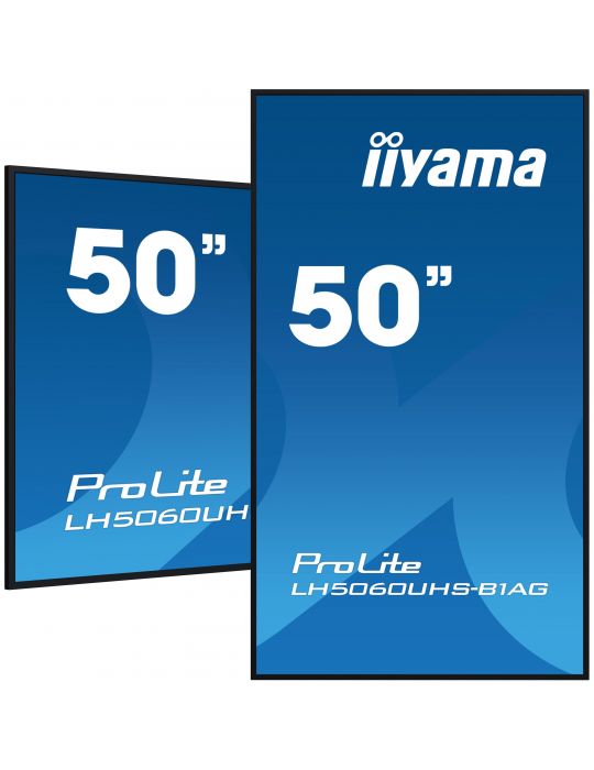 iiyama LH5060UHS-B1AG Afișaj Semne Placă-A digitală 125,7 cm (49.5") LED Wi-Fi 500 cd m² 4K Ultra HD Negru Procesor încorporat