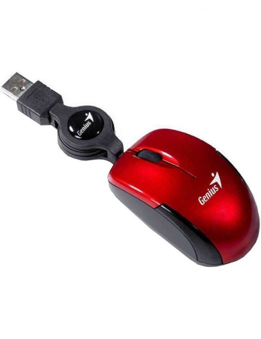 Mouse genius micro traveler v2 pc sau nb cu fir usb optic 1200 dpi butoane/scroll 3/1  rosu 31010125103 (include tv 0.18lei) Gen