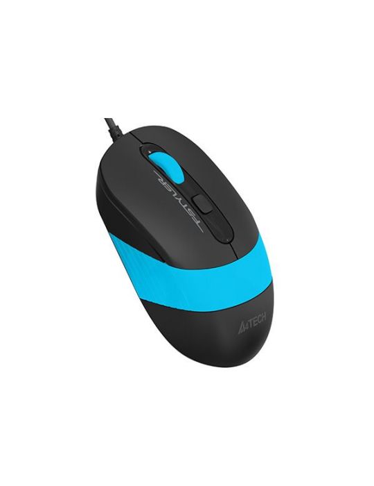 Mouse a4tech pc sau nb cu fir usb optic 1600 dpi butoane/scroll 4/1 buton selectare viteza negru / albastru fm10 blue (include t