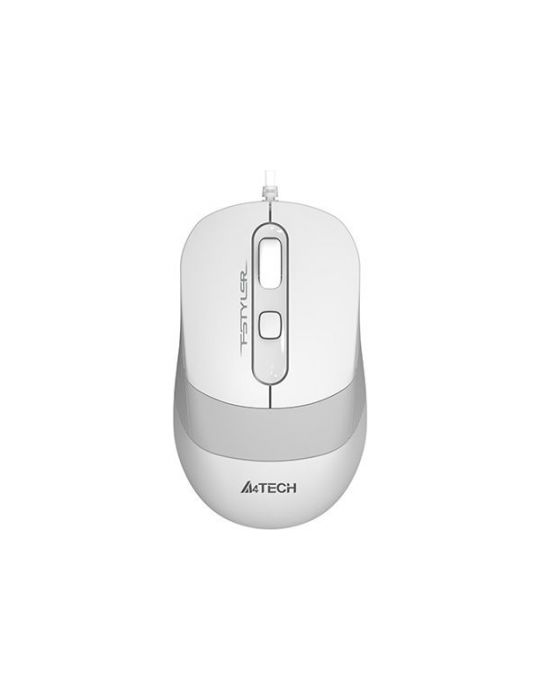 Mouse a4tech pc sau nb cu fir usb optic 1200 dpi butoane/scroll 4/1 buton selectare viteza alb / gri fm10 white (include tv 0.18