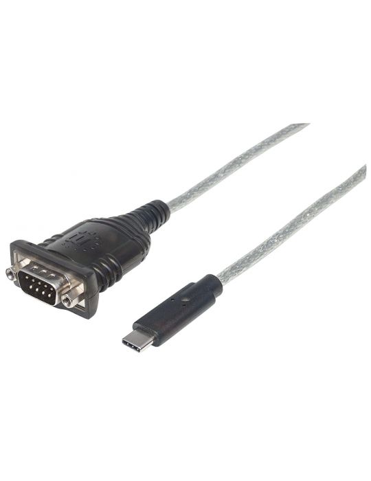 Manhattan 151283 cabluri seriale Negru, Argint 0,45 m USB-C Serial COM RS232 DB9