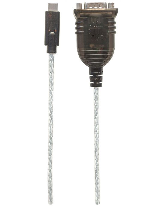 Manhattan 151283 cabluri seriale Negru, Argint 0,45 m USB-C Serial COM RS232 DB9