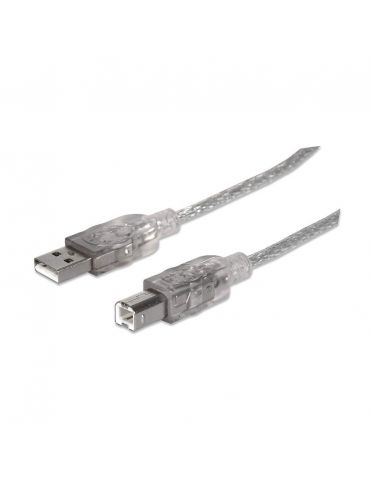 Manhattan 333405 cabluri USB 1,8 m USB 2.0 USB A USB B Argint - Tik.ro