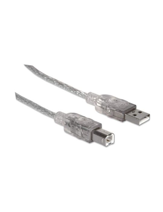 Manhattan 333405 cabluri USB 1,8 m USB 2.0 USB A USB B Argint