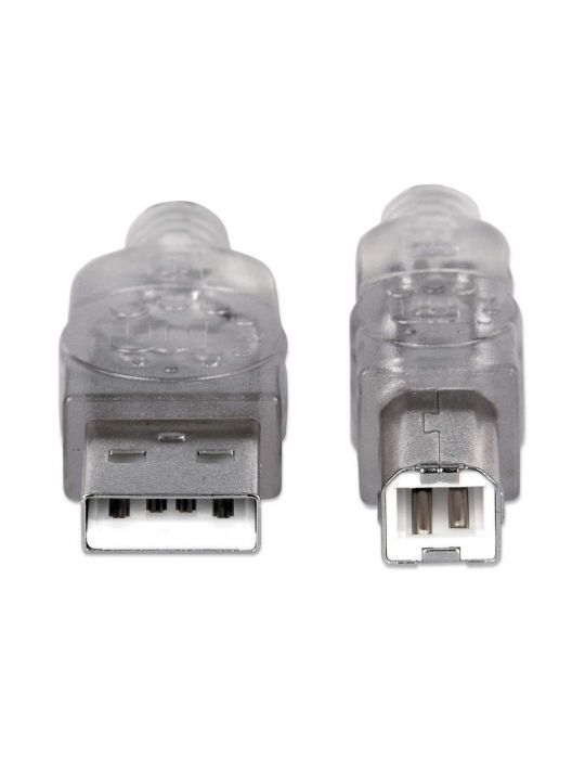 Manhattan 333405 cabluri USB 1,8 m USB 2.0 USB A USB B Argint